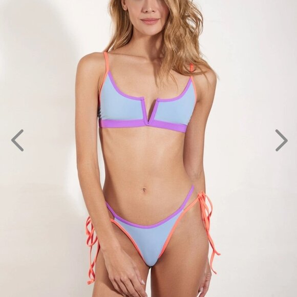 NWT OneOne Swimwear Bikini *Top Only* Jenna Kailua Blue Purple Small New - Picture 3 of 5